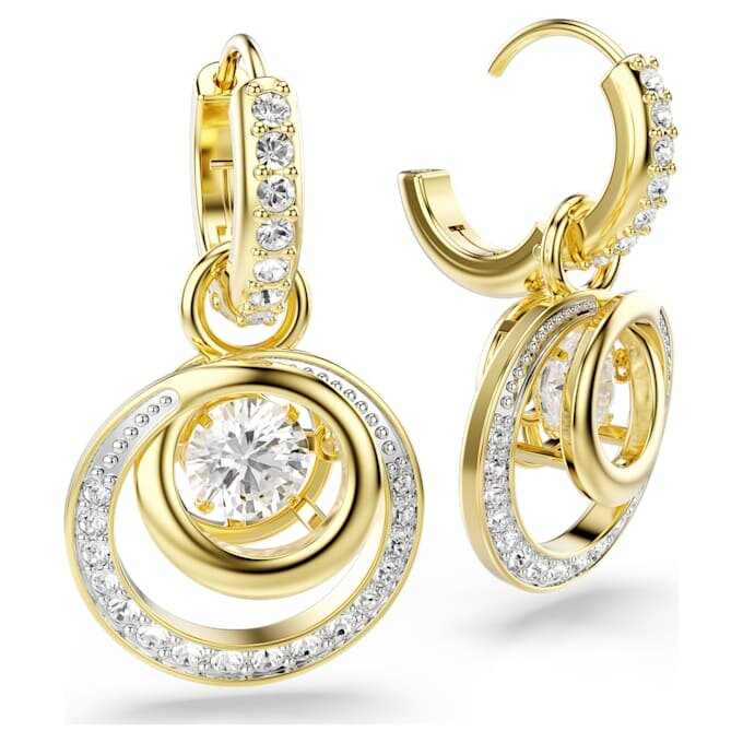 Boucles d’oreilles pendantes Hyperbola, taille ronde, blanches, plaquées or Boucles d’oreilles pendantes Hyperbola, taille ronde, blanches, plaquées or