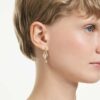 Boucles d’oreilles pendantes Idyllia avec ear cuff, tailles variées, cœur et clé, rose, plaqué or Boucles d’oreilles pendantes Idyllia avec ear cuff, tailles variées, cœur et clé, rose, plaqué or