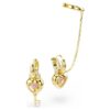 Boucles d’oreilles pendantes Idyllia avec ear cuff, tailles variées, cœur et clé, rose, plaqué or Boucles d’oreilles pendantes Idyllia avec ear cuff, tailles variées, cœur et clé, rose, plaqué or