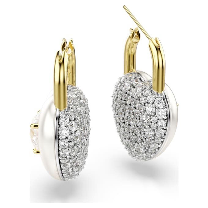 Boucles d’oreilles pendantes Idyllia, tailles variées, cœur, blanches, plaquées or Boucles d’oreilles pendantes Idyllia, tailles variées, cœur, blanches, plaquées or