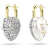 Boucles d’oreilles pendantes Idyllia, tailles variées, cœur, blanches, plaquées or Boucles d’oreilles pendantes Idyllia, tailles variées, cœur, blanches, plaquées or
