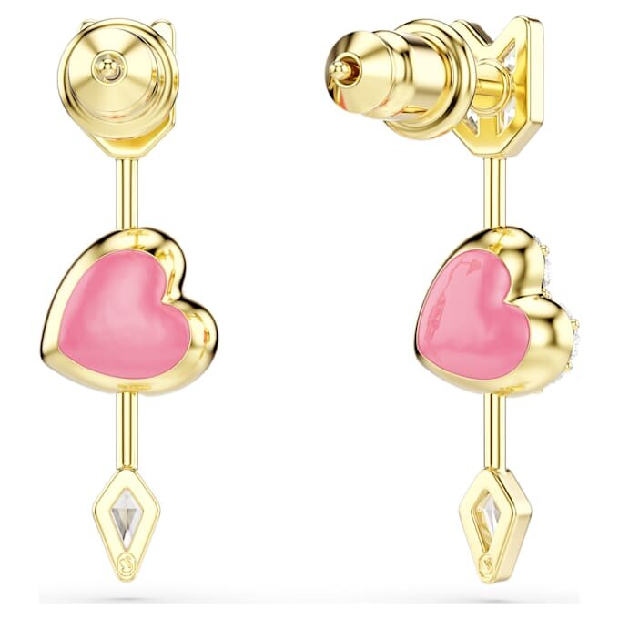 Boucles d’oreilles pendantes Idyllia, tailles variées, cœur transpercé d’une flèche, blanches, plaquées or Boucles d’oreilles pendantes Idyllia, tailles variées, cœur transpercé d’une flèche, blanches, plaquées or