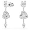 Boucles d’oreilles pendantes Idyllia, tailles variées, cœur transpercé d’une flèche, blanches, plaquées rhodium Boucles d’oreilles pendantes Idyllia, tailles variées, cœur transpercé d’une flèche, blanches, plaquées rhodium