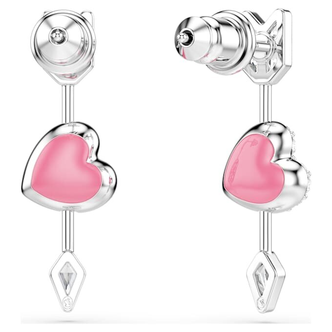 Boucles d’oreilles pendantes Idyllia, tailles variées, cœur transpercé d’une flèche, blanches, plaquées rhodium Boucles d’oreilles pendantes Idyllia, tailles variées, cœur transpercé d’une flèche, blanches, plaquées rhodium
