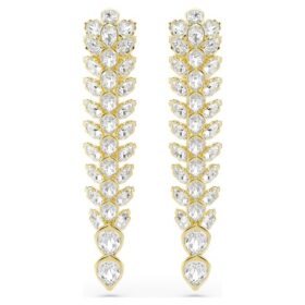 Boucles d’oreilles pendantes Idyllia, tailles variées, longues, blanches, plaquées or