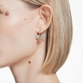 Boucles d’oreilles pendantes Idyllia : tailles variées, pavé, papillon, multicolores, plaqué or