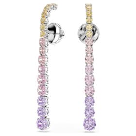 Boucles d’oreilles pendantes Matrix à dégradé de tailles rondes, multicolores, plaquées rhodium