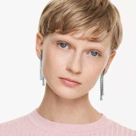 Boucles d’oreilles pendantes Matrix à gradation de tailles rondes, multicolores, plaquées ruthénium