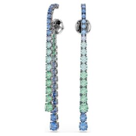 Boucles d’oreilles pendantes Matrix à gradation de tailles rondes, multicolores, plaquées ruthénium