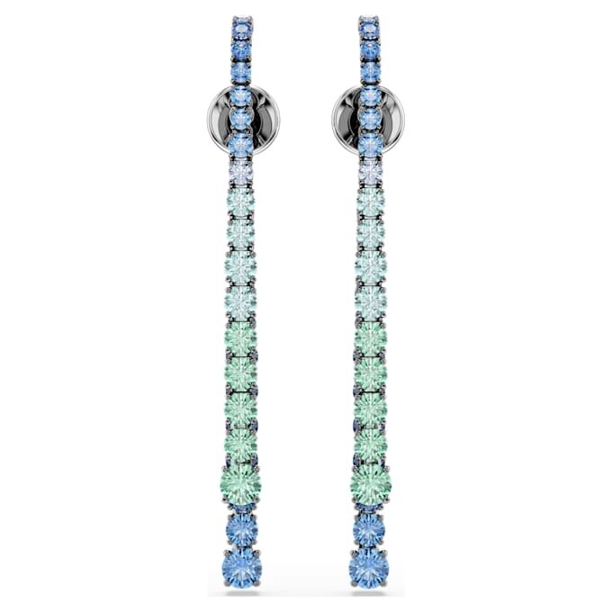 Boucles d’oreilles pendantes Matrix à gradation de tailles rondes, multicolores, plaquées ruthénium Boucles d’oreilles pendantes Matrix à gradation de tailles rondes, multicolores, plaquées ruthénium