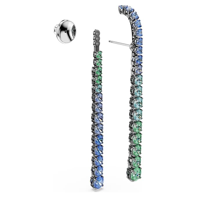 Boucles d’oreilles pendantes Matrix à gradation de tailles rondes, multicolores, plaquées ruthénium Boucles d’oreilles pendantes Matrix à gradation de tailles rondes, multicolores, plaquées ruthénium