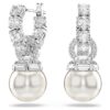 Boucles d’oreilles pendantes Matrix, perles de cristal, taille ronde, blanches, plaquées rhodium Boucles d’oreilles pendantes Matrix, perles de cristal, taille ronde, blanches, plaquées rhodium