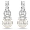 Boucles d’oreilles pendantes Matrix, perles de cristal, taille ronde, blanches, plaquées rhodium Boucles d’oreilles pendantes Matrix, perles de cristal, taille ronde, blanches, plaquées rhodium