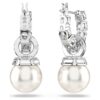 Boucles d’oreilles pendantes Matrix, perles de cristal, taille ronde, blanches, plaquées rhodium Boucles d’oreilles pendantes Matrix, perles de cristal, taille ronde, blanches, plaquées rhodium