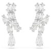 Boucles d’oreilles pendantes Matrix, tailles variées, blanches, plaquées rhodium