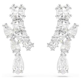 Boucles d’oreilles pendantes Matrix, tailles variées, blanches, plaquées rhodium