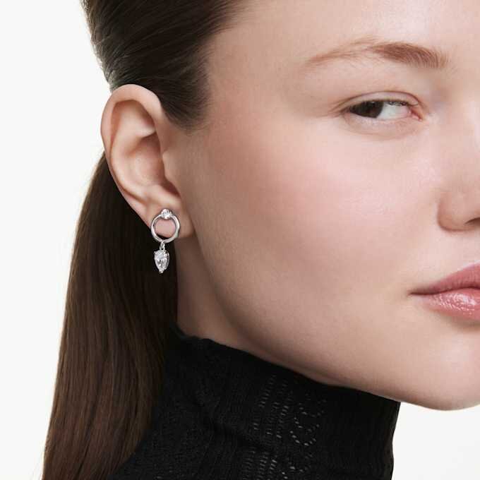 Boucles d’oreilles pendantes Mesmera, tailles variées, blanches, plaquées rhodium Boucles d’oreilles pendantes Mesmera, tailles variées, blanches, plaquées rhodium