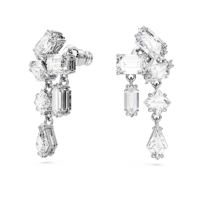 Boucles d’oreilles pendantes Mesmera, tailles variées, blanches, plaquées rhodium Boucles d’oreilles pendantes Mesmera, tailles variées, blanches, plaquées rhodium