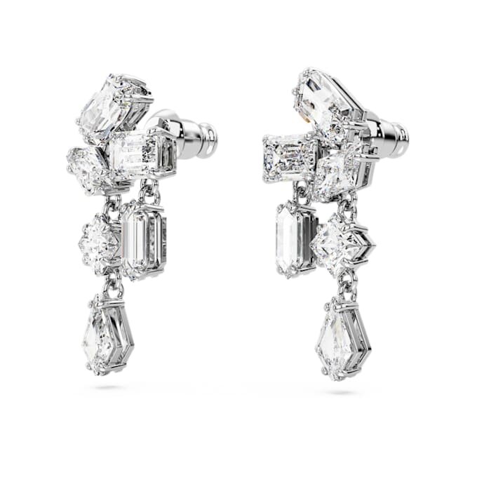Boucles d’oreilles pendantes Mesmera, tailles variées, blanches, plaquées rhodium Boucles d’oreilles pendantes Mesmera, tailles variées, blanches, plaquées rhodium
