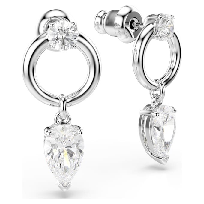 Boucles d’oreilles pendantes Mesmera, tailles variées, blanches, plaquées rhodium Boucles d’oreilles pendantes Mesmera, tailles variées, blanches, plaquées rhodium