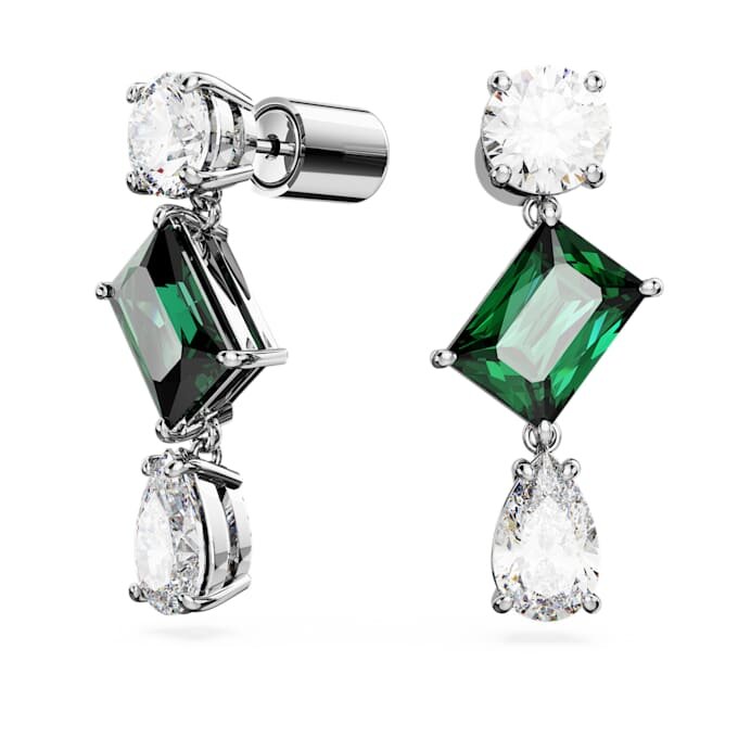 Boucles d’oreilles pendantes Mesmera à tailles variées, vertes, plaquées rhodium Boucles d’oreilles pendantes Mesmera à tailles variées, vertes, plaquées rhodium