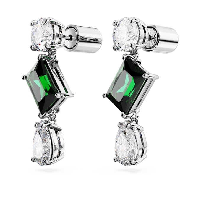 Boucles d’oreilles pendantes Mesmera à tailles variées, vertes, plaquées rhodium Boucles d’oreilles pendantes Mesmera à tailles variées, vertes, plaquées rhodium