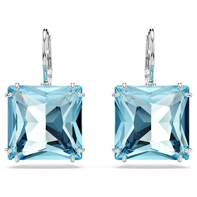 Boucles d’oreilles pendantes Millenia, taille carrée, bleues, plaquées rhodium Boucles d’oreilles pendantes Millenia, taille carrée, bleues, plaquées rhodium