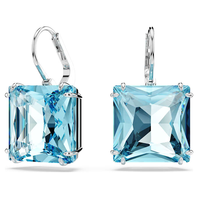 Boucles d’oreilles pendantes Millenia, taille carrée, bleues, plaquées rhodium Boucles d’oreilles pendantes Millenia, taille carrée, bleues, plaquées rhodium