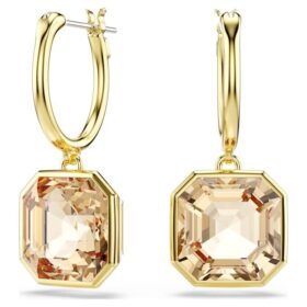 Boucles d’oreilles pendantes Millenia, taille carrée, couleur caramel, plaquées or