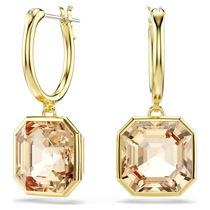 Boucles d’oreilles pendantes Millenia, taille carrée, couleur caramel, plaquées or Boucles d’oreilles pendantes Millenia, taille carrée, couleur caramel, plaquées or