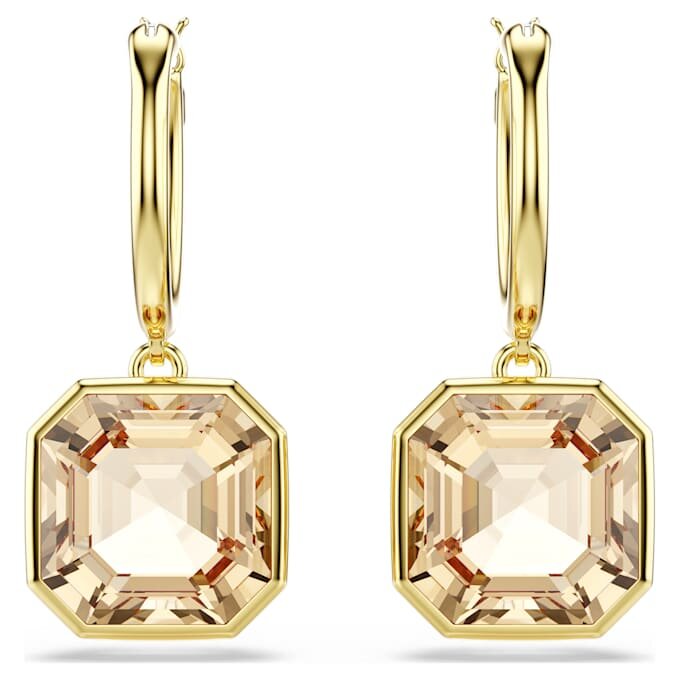 Boucles d’oreilles pendantes Millenia, taille carrée, couleur caramel, plaquées or Boucles d’oreilles pendantes Millenia, taille carrée, couleur caramel, plaquées or