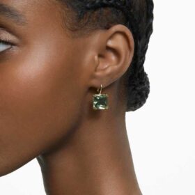 Boucles d’oreilles pendantes Millenia, taille carrée, vertes, plaquées or