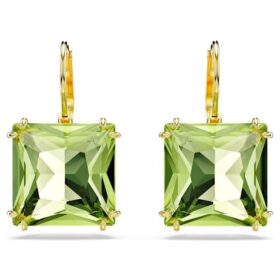 Boucles d’oreilles pendantes Millenia, taille carrée, vertes, plaquées or