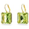Boucles d’oreilles pendantes Millenia, taille carrée, vertes, plaquées or