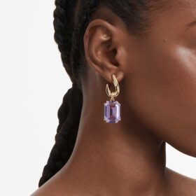Boucles d’oreilles pendantes Millenia, taille octogonale, violettes, plaquées or