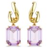 Boucles d’oreilles pendantes Millenia, taille octogonale, violettes, plaquées or