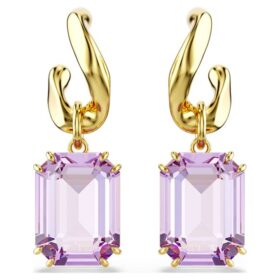Boucles d’oreilles pendantes Millenia, taille octogonale, violettes, plaquées or