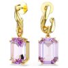 Boucles d’oreilles pendantes Millenia, taille octogonale, violettes, plaquées or