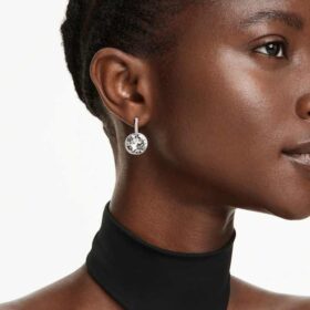 Boucles d’oreilles pendantes Millenia, taille ronde, blanches, plaquées rhodium