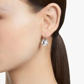 Boucles d’oreilles pendantes Millenia, taille ronde, blanches, plaquées rhodium