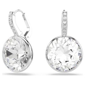 Boucles d’oreilles pendantes Millenia, taille ronde, blanches, plaquées rhodium