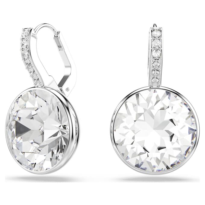 Boucles d’oreilles pendantes Millenia, taille ronde, blanches, plaquées rhodium Boucles d’oreilles pendantes Millenia, taille ronde, blanches, plaquées rhodium
