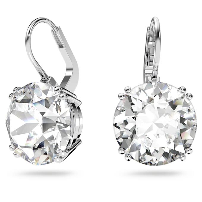 Boucles d’oreilles pendantes Millenia, taille ronde, blanches, plaquées rhodium Boucles d’oreilles pendantes Millenia, taille ronde, blanches, plaquées rhodium