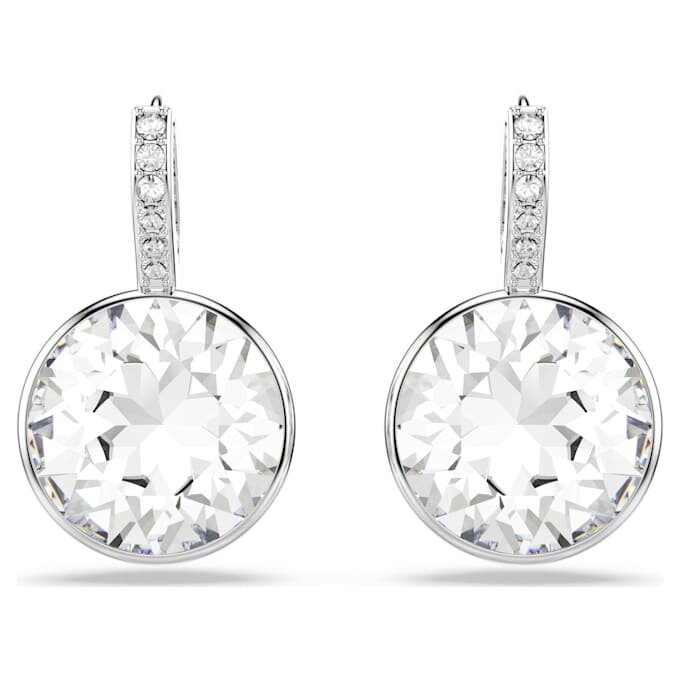 Boucles d’oreilles pendantes Millenia, taille ronde, blanches, plaquées rhodium Boucles d’oreilles pendantes Millenia, taille ronde, blanches, plaquées rhodium