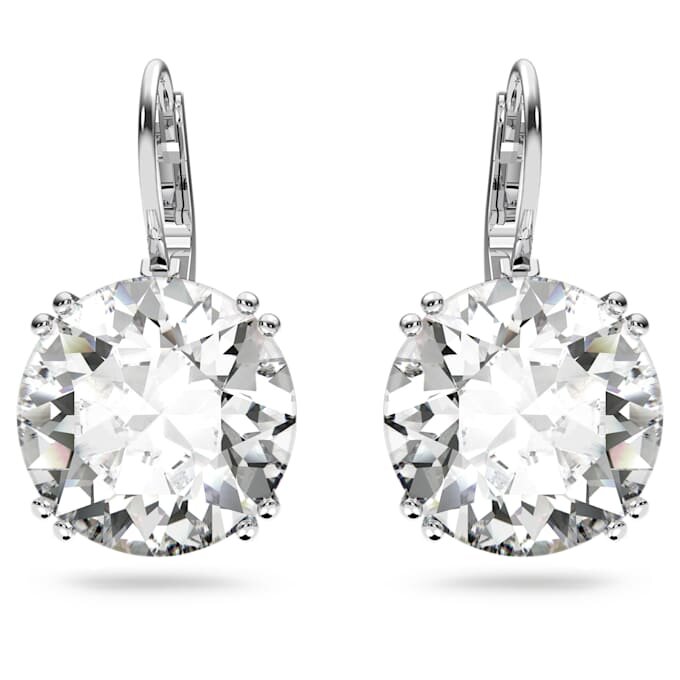 Boucles d’oreilles pendantes Millenia, taille ronde, blanches, plaquées rhodium Boucles d’oreilles pendantes Millenia, taille ronde, blanches, plaquées rhodium