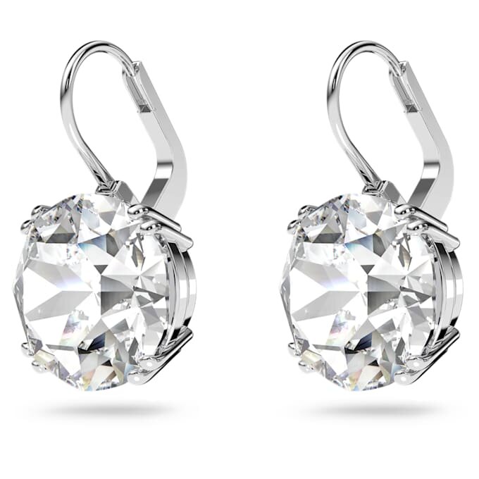 Boucles d’oreilles pendantes Millenia, taille ronde, blanches, plaquées rhodium Boucles d’oreilles pendantes Millenia, taille ronde, blanches, plaquées rhodium