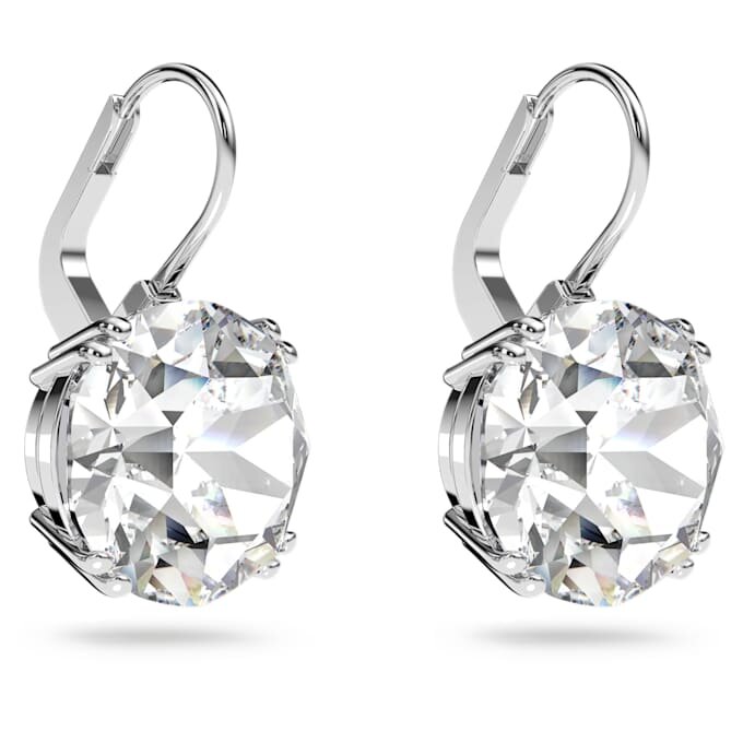 Boucles d’oreilles pendantes Millenia, taille ronde, blanches, plaquées rhodium Boucles d’oreilles pendantes Millenia, taille ronde, blanches, plaquées rhodium