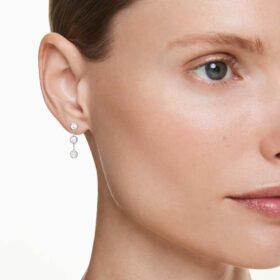 Boucles d’oreilles pendantes octogonales avec diamants synthétiques 0,6 ct au total, forme ronde, argent sterling Boucles d’oreilles pendantes octogonales avec diamants synthétiques 0,6 ct au total, forme ronde, argent sterling