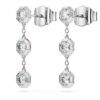 Boucles d’oreilles pendantes octogonales avec diamants synthétiques 0,6 ct au total, forme ronde, argent sterling Boucles d’oreilles pendantes octogonales avec diamants synthétiques 0,6 ct au total, forme ronde, argent sterling