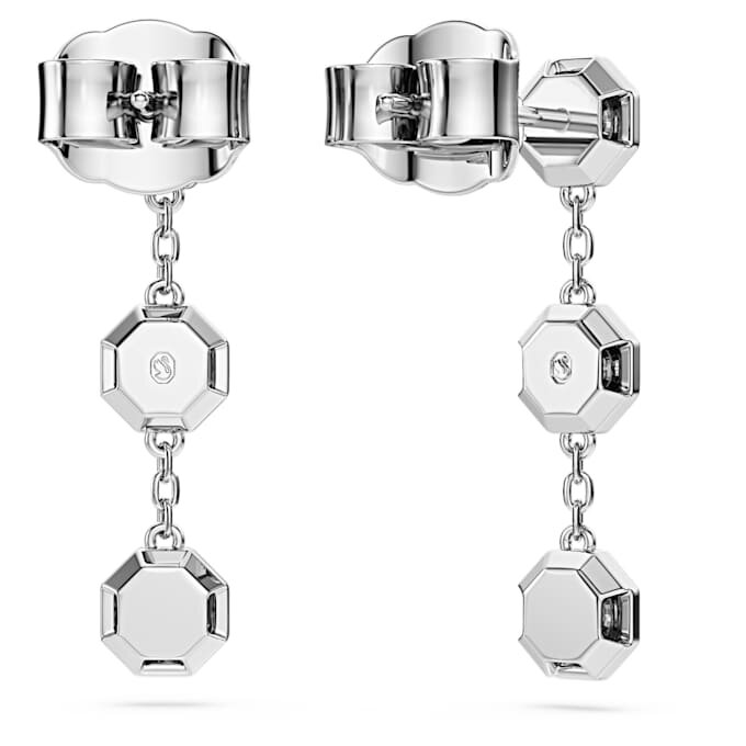 Boucles d’oreilles pendantes octogonales avec diamants synthétiques 0,6 ct au total, forme ronde, argent sterling Boucles d’oreilles pendantes octogonales avec diamants synthétiques 0,6 ct au total, forme ronde, argent sterling